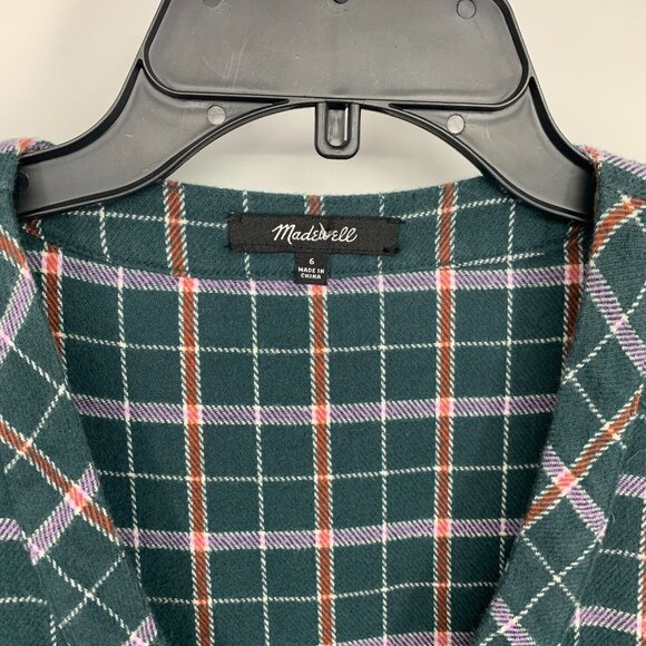 Madewell Dress Colette Flannel Plaid Mini V Neck Button Down - Picture 6 of 12